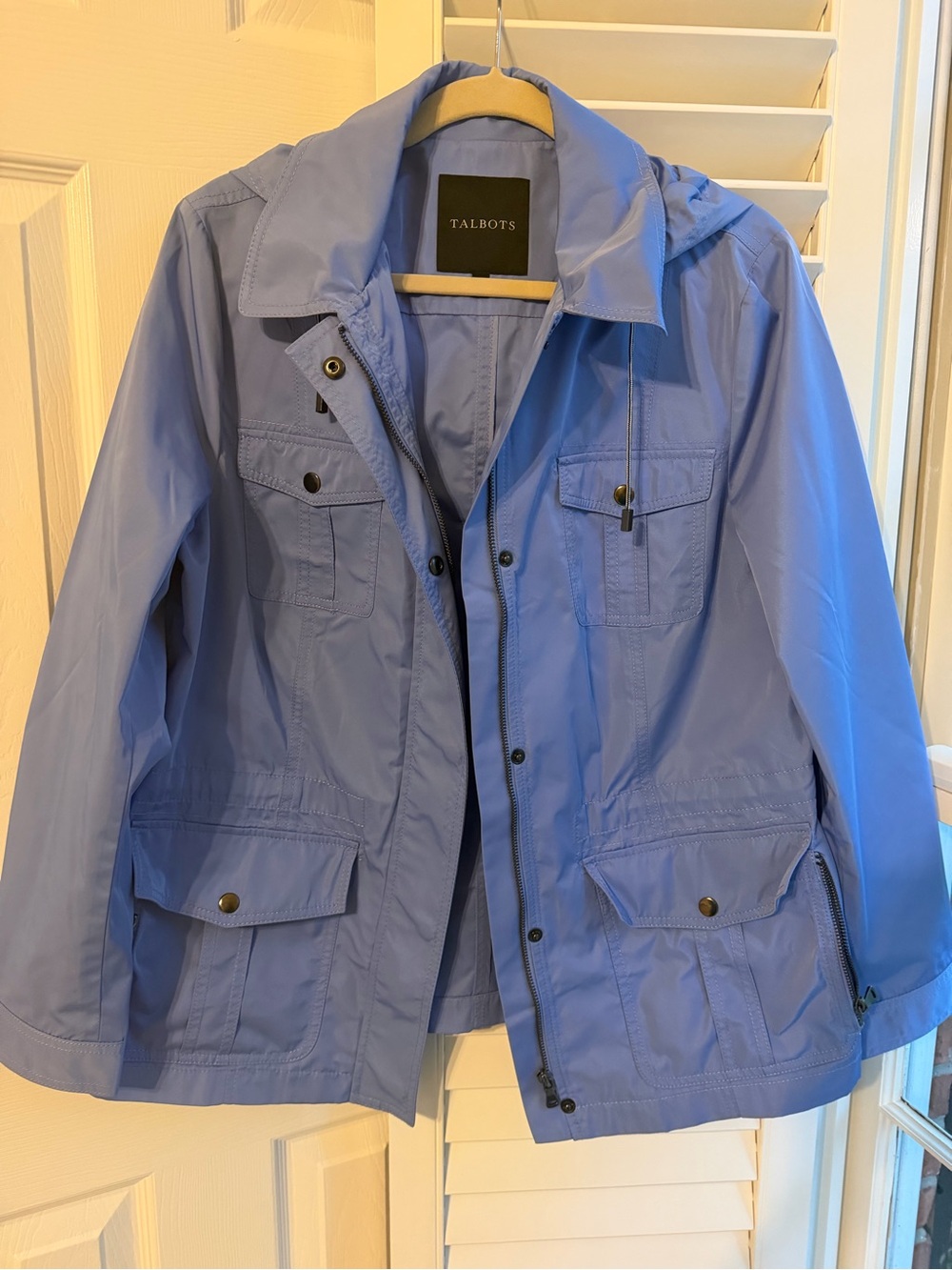 Talbots Light Periwinkle Utility Jacket with Hood